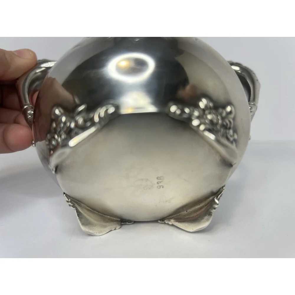Silverplate Sugar Bowl antique‎ Mermod Jaccard Quadruple C. 1880s Victorian